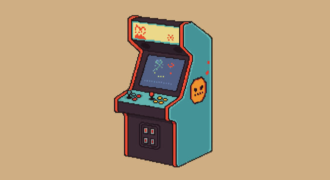 Naklejki Retro Pixel Art Arcade Machine Vector Illustration