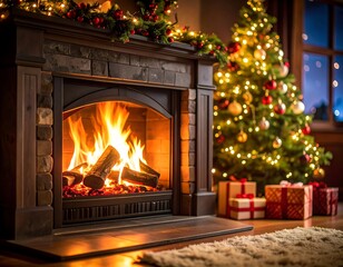 Cozy Christmas fireplace scene (2)