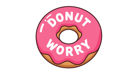Vector Donut Clipart with “Donut Worry” Text — Cute Dessert Illustration