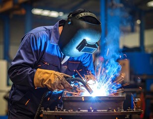 Industrial welder at work