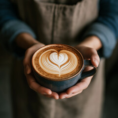 c Cup of coffee with latte art
