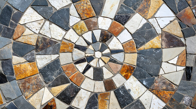 Abstract Geometric Mosaic of Natural Stones - Powered by Adobe