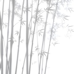 Minimalist Bamboo Background with Soft Gray Leaves and Stems