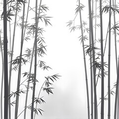Minimalist Bamboo Grove at Night: Soft Grey Shadows