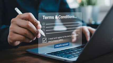 Accepting terms and conditions digitally for online account creation