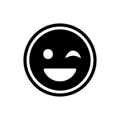 Fototapeta premium Simple smiley face icon in minimal black and white style, perfect for digital design, apps, and communication graphics
