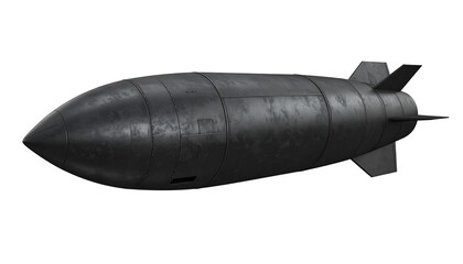 Obraz premium Dark missile, rusty exterior, isolated