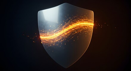 Illustration of a Shield emblem reflecting code stream