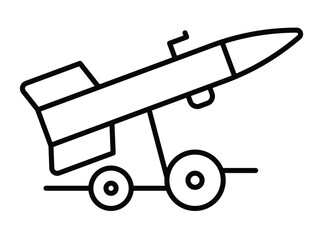 Simple Line Drawing of a Missile on a Launch Cart for Illustrative Use