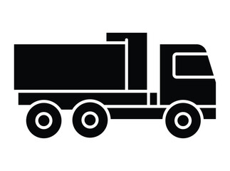 Black and White Silhouette of a Delivery Truck for Transportation Concept