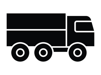 Black silhouette of a delivery truck icon on a white background design