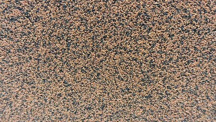 Close-up of a surface densely packed with brownish-orange granules — a natural texture with rounded particles forming a warm, rich background.