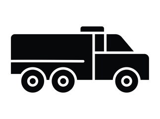 Black silhouette of a delivery truck for transport and logistics concepts