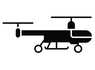 Black Silhouette of Helicopter with Rotors and Body Outline