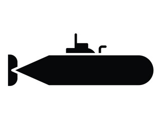 Black Silhouette of a Submarine on a White Background for Marine Themes