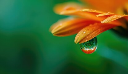 Orange flower dewdrop macro garden closeup nature