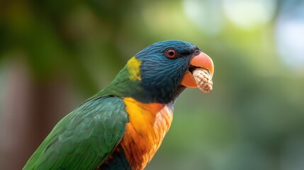Obraz premium Colorful Lorikeet Parrot Eating, Bird Photography