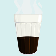 café quente servido em um copo americano