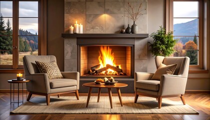 Cozy living room with fireplace