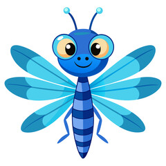vector illustration of dragonfly, wings spread, cartoon