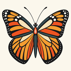 vector illustration of butterfly, side profile, flat design