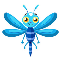 vector illustration of dragonfly, wings spread, cartoon