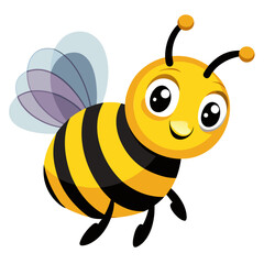 vector illustration of bee, carrying pollen, cartoon