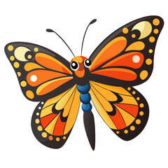 vector illustration of butterfly, side profile, cartoon