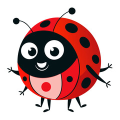 vector illustration of ladybug, climbing, cartoon