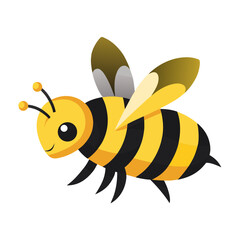 vector illustration of bee, flying, flat design