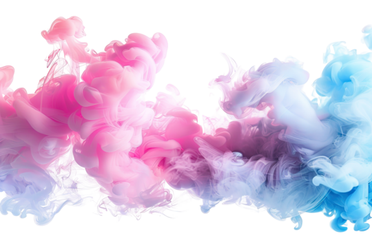 Abstract ink swirls of pink and blue