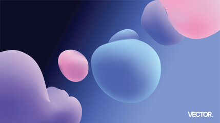 Abstract Bubbles against a Gradient Background featuring Soft Pastel Color Shades and Tones