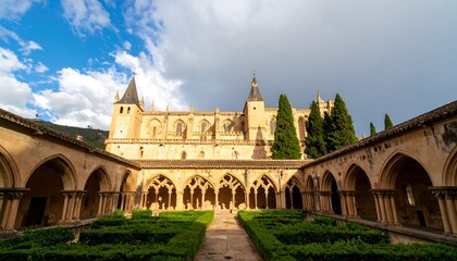 Fototapeta premium A sunlit cloister courtyard