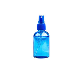 Blue Spray Bottle with Liquid, Clean and Fresh Product Packaging