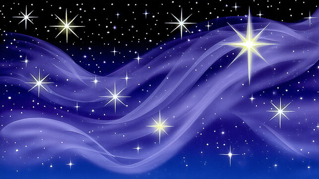 A serene night sky filled with twinkling stars and flowing clouds, evoking tranquility and wonder - Powered by Adobe