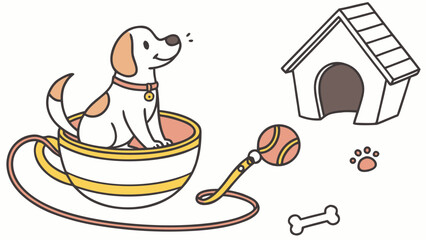 Charming SVG of a Funny Dog featuring sitting in a teacup ride, styled in a National Dog Day theme with Best Friend Fido hues