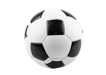 A soccer ball, white and black panels,  perfectly spherical,  isolated on black