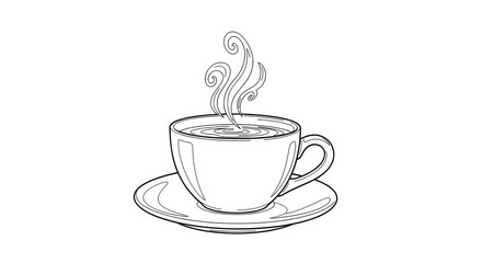 Elegant simplicity: Minimalist sketch of a steaming coffee cup illustration