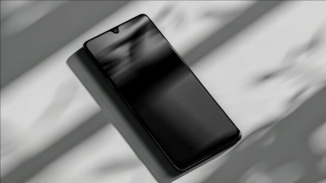 A black phone lying flat on a surface