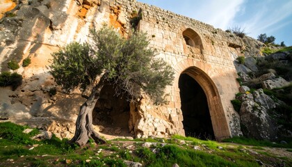 Naklejka premium Ancient stone archway in a hillside