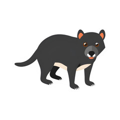 Fototapeta premium Tasmanian Devil Icon – Minimal Vector Silhouette of a Small Carnivorous Marsupial, Flat Design for Wildlife Logos, Australian Fauna Graphics, and Nature Illustrations, Isolated on White