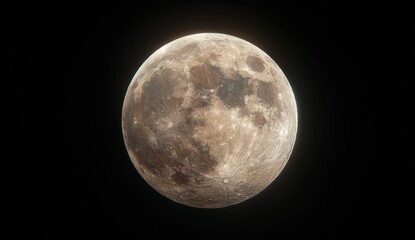 Obraz premium Night sky full moon close-up, lunar surface detail, dark background, celestial photography, space exploration