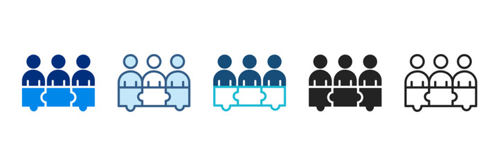 Team Building Icon Set Multiple Style Vector Illustration