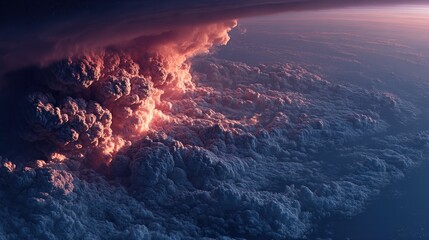 Dramatic cloudscape with sunlight creating an atmospheric and stunning landscape