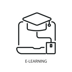 E-learning thin line vector icons.