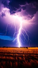 Dramatic lightning storm over a field (2)