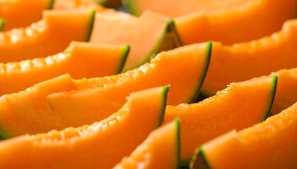 Close-up slices of a cantaloupe