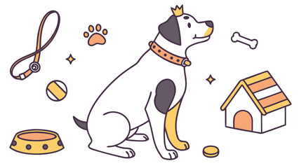 Best Friend Fido themed SVG: Grumpy  Doberman Pinscher with with a tiny crown in a National Dog Day environment