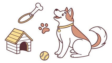 Creative SVG: Cheerful  Siberian Husky in a Best Friend Fido colored National Dog Day theme