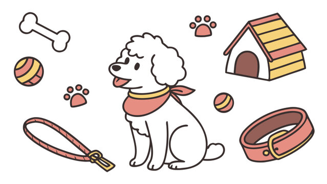 Playful Poodle with with a scarf, set in a charming National Dog Day theme – Best Friend Fido color vector art